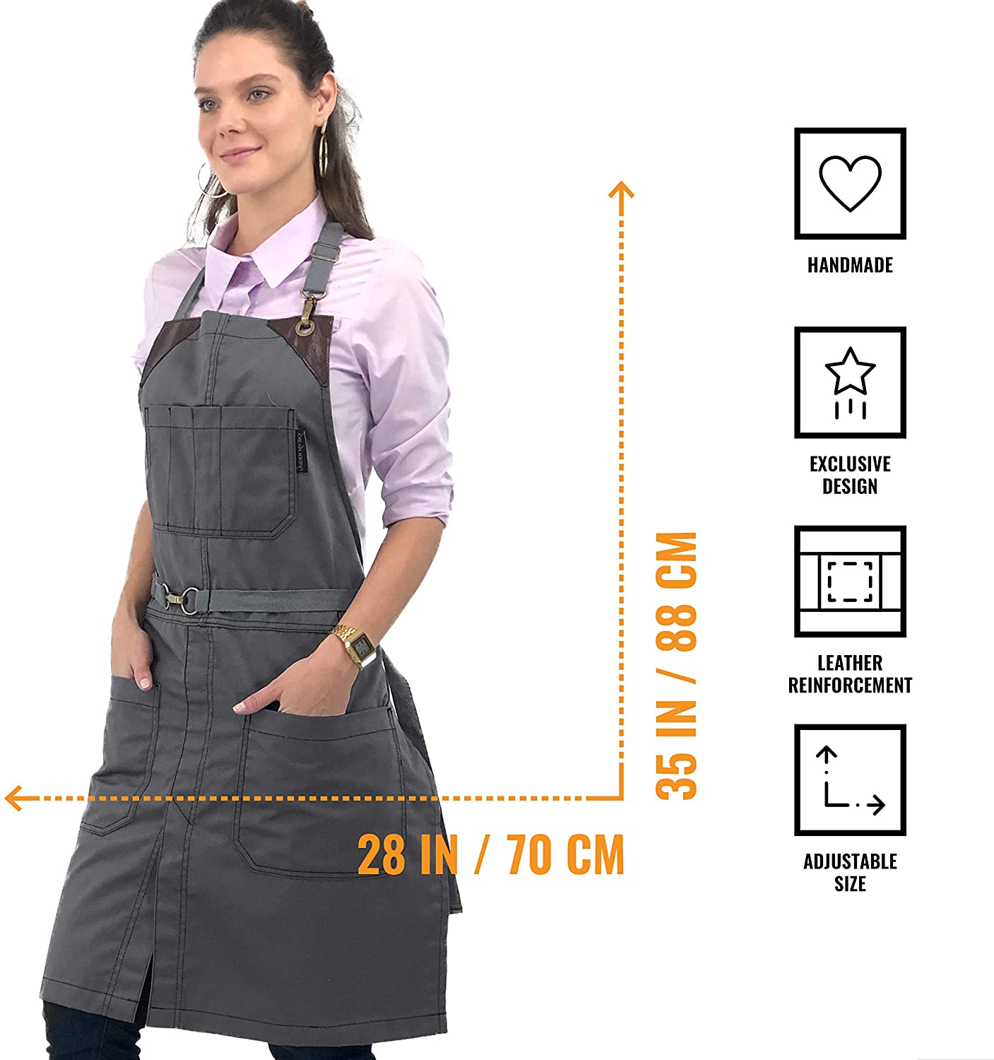 Barista Apron with Leather Reinforcement, Split-Leg – Adjustable for Men and Women Pre-Order
