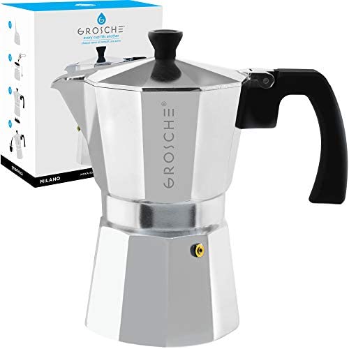 GROSCHE Milano Stovetop Espresso Coffee Maker Moka Pot 6 Espresso Cup 9.3  oz,Blu